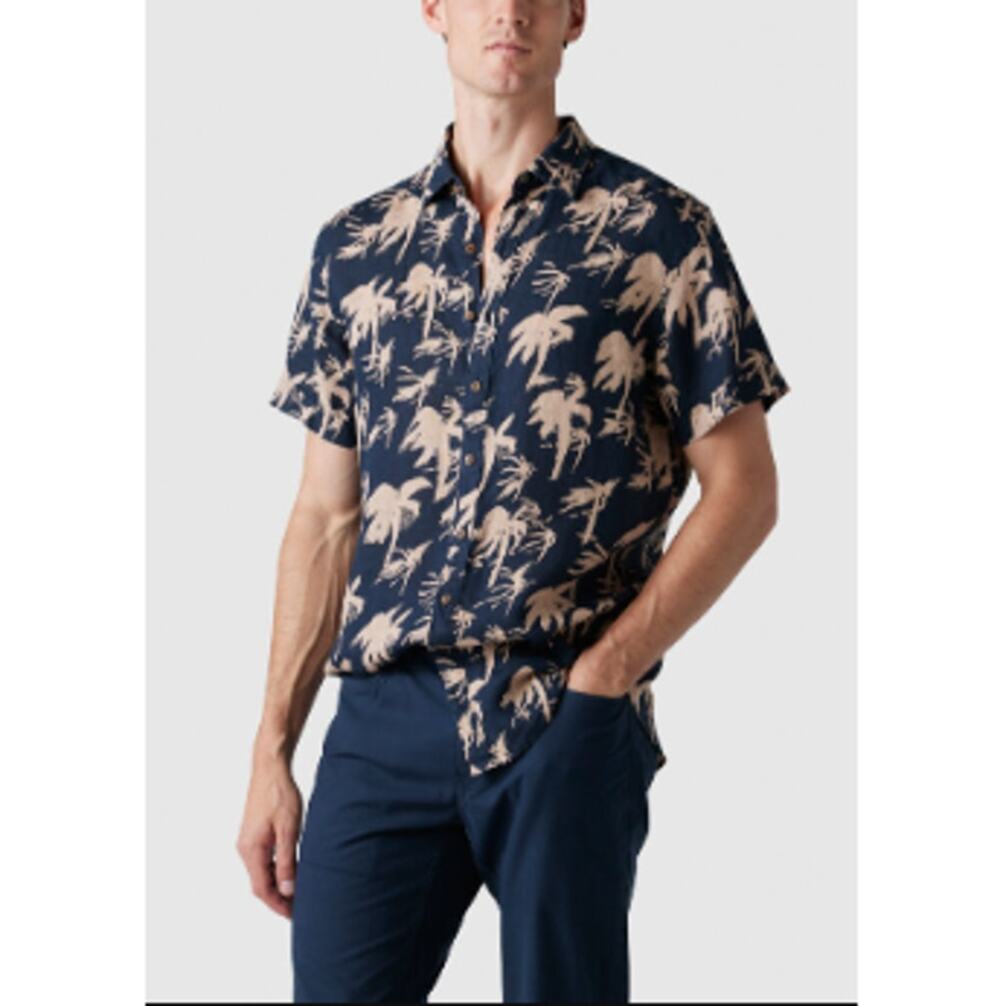 Rodd & Gunn Men's Midnight Haskell Point Short Sleeve Sports Fit Shirt Size S